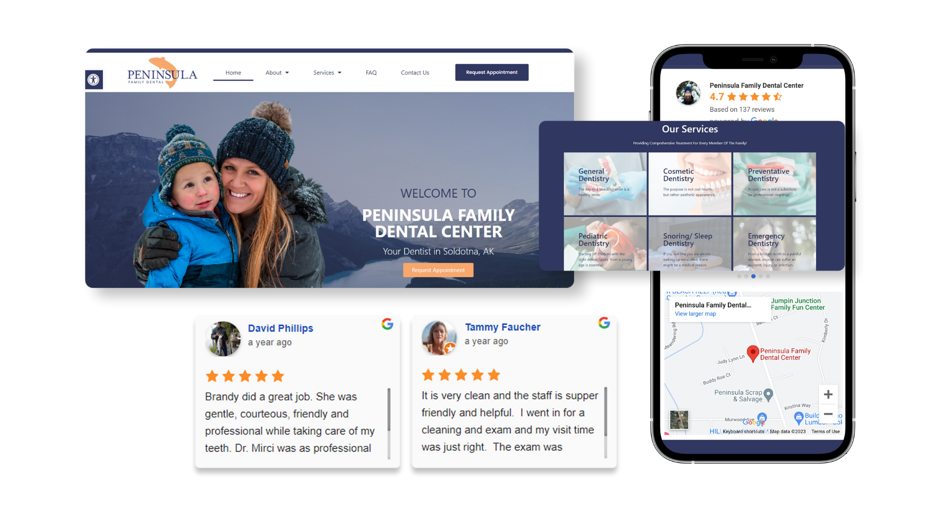 Peninsula Family Dental website