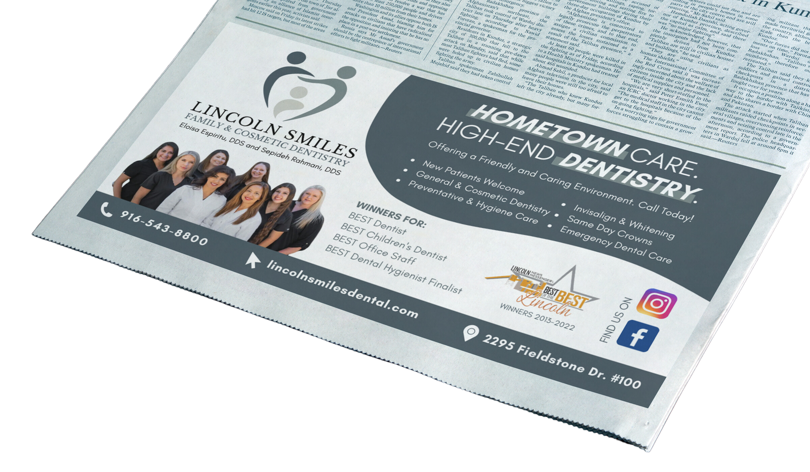 Print marketing: Lincoln Smiles Ad